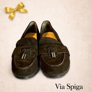 VIA Spiga Women's Suede Loafers Tasseled Slip-On 8M